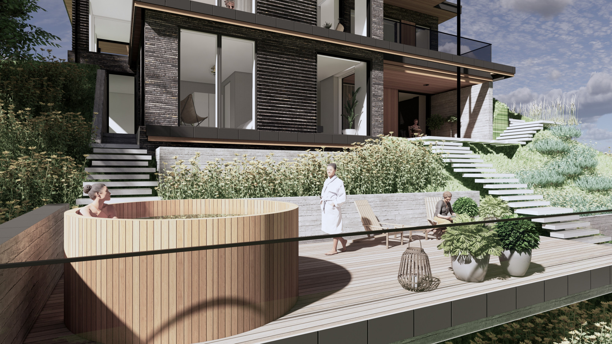 Villa på skrånende grund - I
