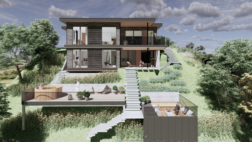 1Villa på skrånende grund - I