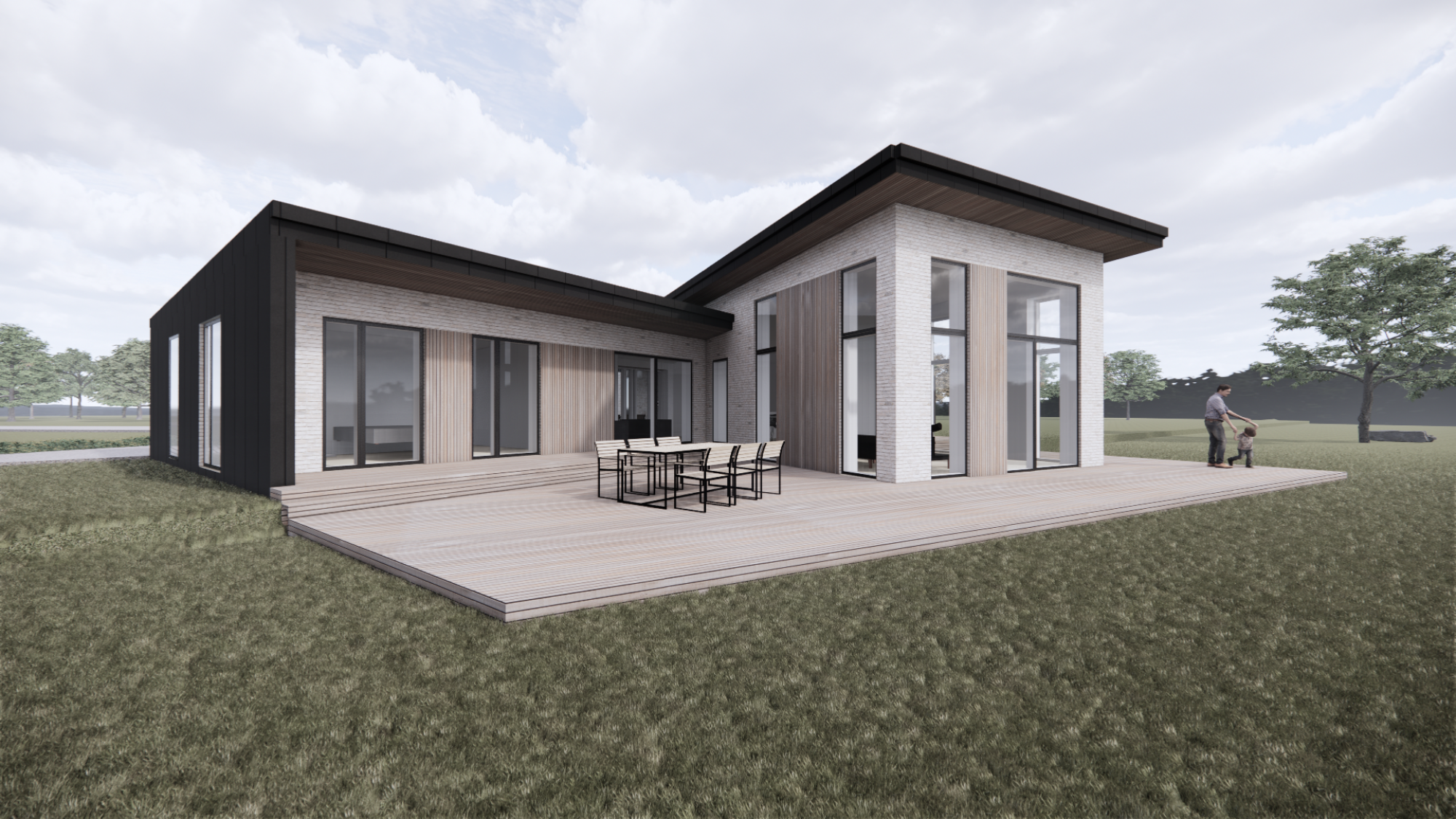Moderne fuldmuret landejendom 
