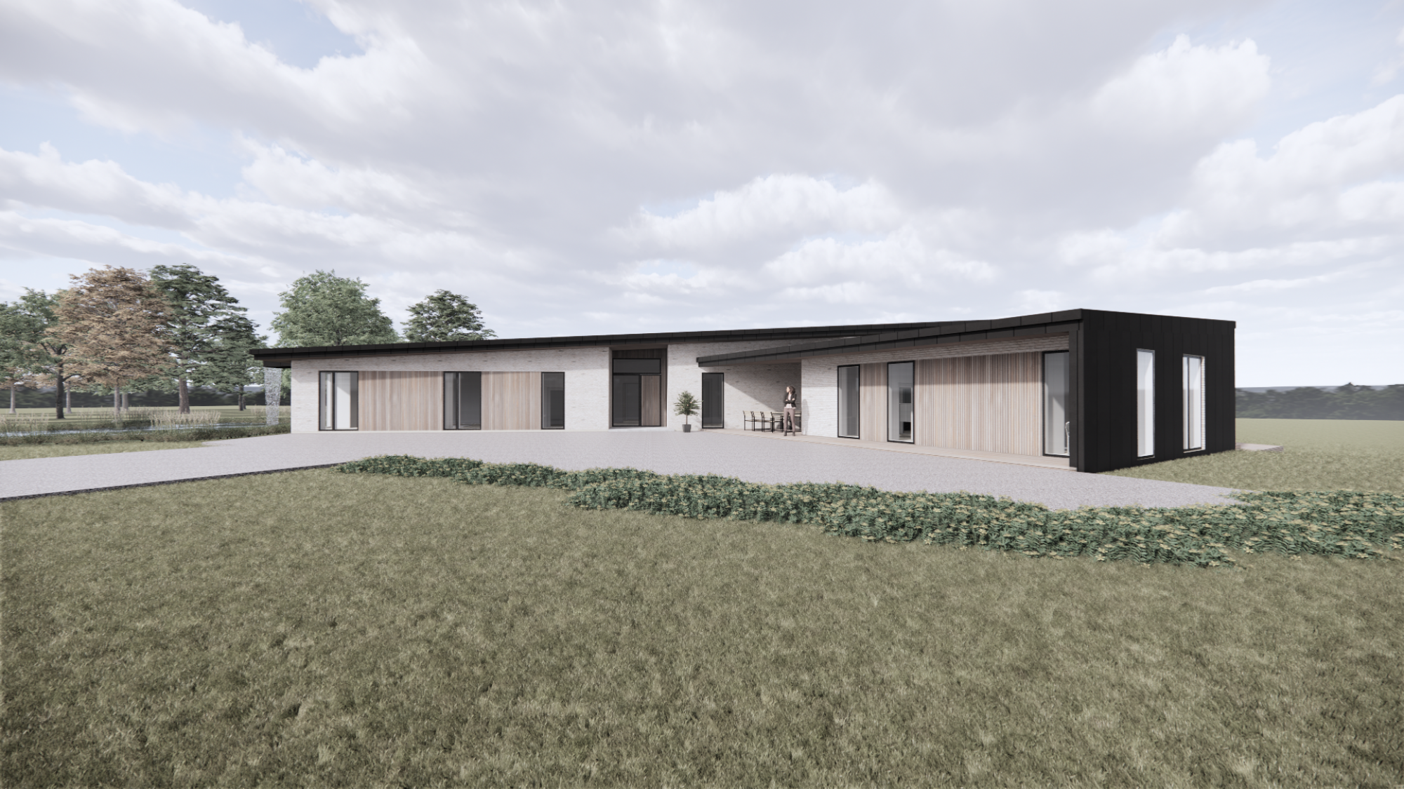 Moderne fuldmuret landejendom 