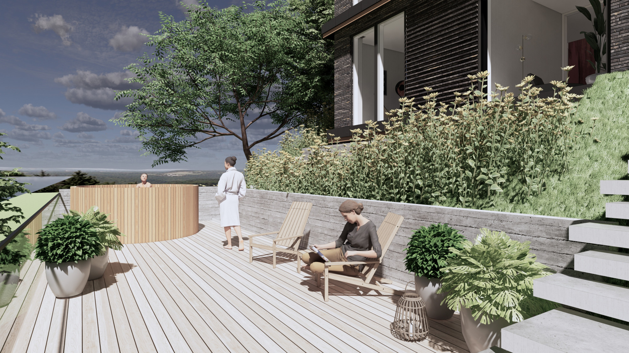 Villa på skrånende grund - I